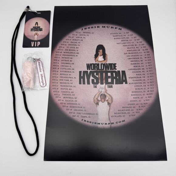 Jessie Murph Worldwide Hysteria Tour VIP Lanyard Pass Poster Keychain Set Merch - Picture 1 of 7